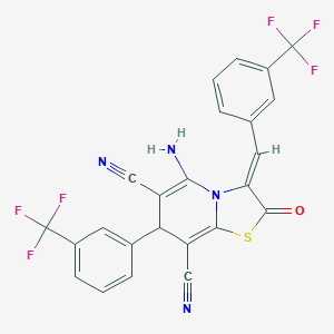 molecular formula C24H12F6N4OS B343512 5-amino-2-oxo-3-[3-(trifluoromethyl)benzylidene]-7-[3-(trifluoromethyl)phenyl]-2,3-dihydro-7H-[1,3]thiazolo[3,2-a]pyridine-6,8-dicarbonitrile 