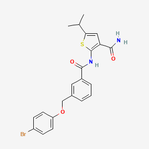 molecular formula C22H21BrN2O3S B3435120 2-({3-[(4-bromophenoxy)methyl]benzoyl}amino)-5-isopropyl-3-thiophenecarboxamide 