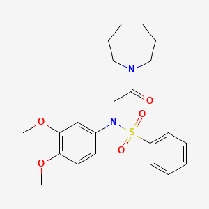 molecular formula C22H28N2O5S B3435134 N-[2-(1-azepanyl)-2-oxoethyl]-N-(3,4-dimethoxyphenyl)benzenesulfonamide 