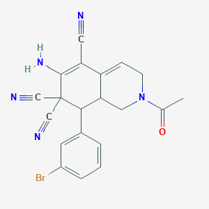 molecular formula C20H16BrN5O B343514 2-Acetyl-6-amino-8-(3-bromophenyl)-1,3,8,8a-tetrahydroisoquinoline-5,7,7-tricarbonitrile 