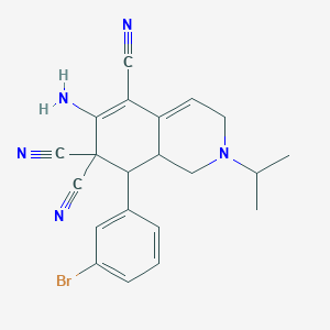 molecular formula C21H20BrN5 B343515 6-amino-8-(3-bromophenyl)-2-isopropyl-2,3,8,8a-tetrahydro-5,7,7(1H)-isoquinolinetricarbonitrile 