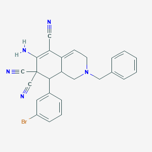 molecular formula C25H20BrN5 B343516 6-amino-2-benzyl-8-(3-bromophenyl)-2,3,8,8a-tetrahydro-5,7,7(1H)-isoquinolinetricarbonitrile 