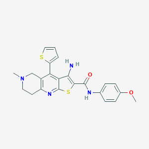 molecular formula C23H22N4O2S2 B343519 3-amino-N-(4-methoxyphenyl)-6-methyl-4-(2-thienyl)-5,6,7,8-tetrahydrothieno[2,3-b][1,6]naphthyridine-2-carboxamide 