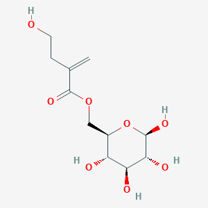 molecular formula C11H18O8 B034352 6-(4-羟基-2-亚甲基丁酰基)-D-吡喃葡萄糖 CAS No. 19870-31-6