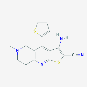 molecular formula C16H14N4S2 B343520 3-Amino-6-methyl-4-(2-thienyl)-5,6,7,8-tetrahydrothieno[2,3-b][1,6]naphthyridine-2-carbonitrile 