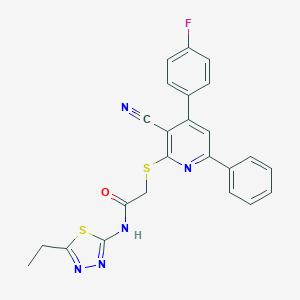 2-{[3-cyano-4-(4-fluorophenyl)-6-phenyl-2-pyridinyl]sulfanyl}-N-(5-ethyl-1,3,4-thiadiazol-2-yl)acetamide