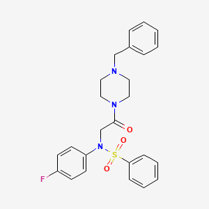 molecular formula C25H26FN3O3S B3435330 N-[2-(4-benzyl-1-piperazinyl)-2-oxoethyl]-N-(4-fluorophenyl)benzenesulfonamide 
