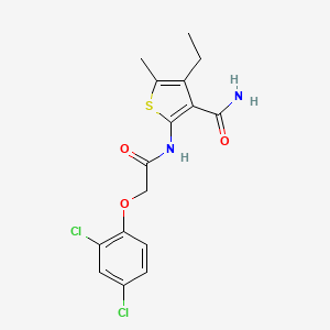molecular formula C16H16Cl2N2O3S B3435345 2-{[(2,4-dichlorophenoxy)acetyl]amino}-4-ethyl-5-methyl-3-thiophenecarboxamide 