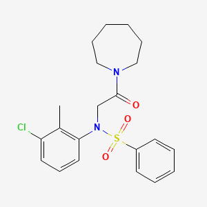 molecular formula C21H25ClN2O3S B3435360 N-[2-(1-azepanyl)-2-oxoethyl]-N-(3-chloro-2-methylphenyl)benzenesulfonamide 