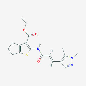 molecular formula C18H21N3O3S B3435364 ethyl 2-{[3-(1,5-dimethyl-1H-pyrazol-4-yl)acryloyl]amino}-5,6-dihydro-4H-cyclopenta[b]thiophene-3-carboxylate 