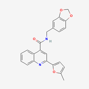 molecular formula C23H18N2O4 B3435409 N-(1,3-benzodioxol-5-ylmethyl)-2-(5-methyl-2-furyl)-4-quinolinecarboxamide 