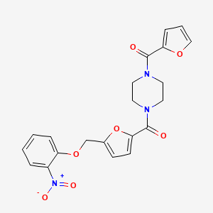 molecular formula C21H19N3O7 B3435438 1-(2-furoyl)-4-{5-[(2-nitrophenoxy)methyl]-2-furoyl}piperazine 