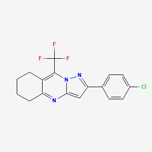 molecular formula C17H13ClF3N3 B3435454 2-(4-chlorophenyl)-9-(trifluoromethyl)-5,6,7,8-tetrahydropyrazolo[5,1-b]quinazoline 