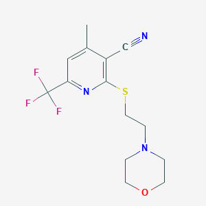 molecular formula C14H16F3N3OS B343546 4-Methyl-2-(2-morpholin-4-ylethylsulfanyl)-6-(trifluoromethyl)pyridine-3-carbonitrile 