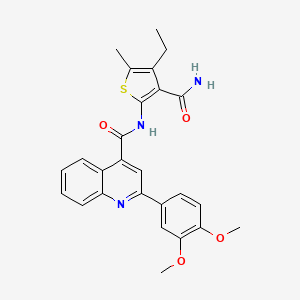 molecular formula C26H25N3O4S B3435465 N-[3-(aminocarbonyl)-4-ethyl-5-methyl-2-thienyl]-2-(3,4-dimethoxyphenyl)-4-quinolinecarboxamide 