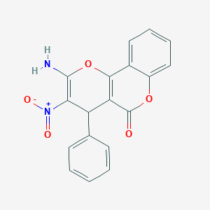 molecular formula C18H12N2O5 B343549 2-amino-3-nitro-4-phenyl-4H,5H-pyrano[3,2-c]chromen-5-one 