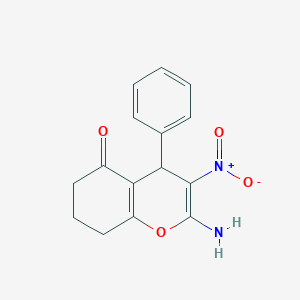 molecular formula C15H14N2O4 B343552 2-amino-3-nitro-4-phenyl-4,6,7,8-tetrahydro-5H-chromen-5-one 