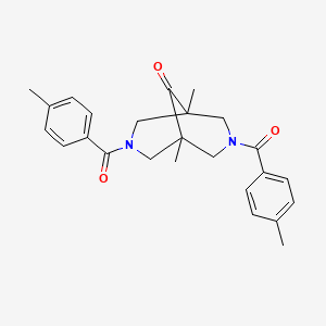 molecular formula C25H28N2O3 B3435547 1,5-dimethyl-3,7-bis(4-methylbenzoyl)-3,7-diazabicyclo[3.3.1]nonan-9-one 