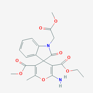 molecular formula C21H22N2O8 B343555 3'-Ethyl 5'-methyl 2'-amino-1-(2-methoxy-2-oxoethyl)-6'-methyl-2-oxo-1,2-dihydrospiro[indole-3,4'-pyran]-3',5'-dicarboxylate 