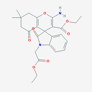 molecular formula C25H28N2O7 B343556 Ethyl 2-amino-1'-(2-ethoxy-2-oxoethyl)-7,7-dimethyl-2',5-dioxo-1',2',5,6,7,8-hexahydrospiro[chromene-4,3'-indole]-3-carboxylate 