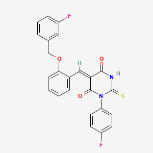 5-{2-[(3-fluorobenzyl)oxy]benzylidene}-1-(4-fluorophenyl)-2-thioxodihydro-4,6(1H,5H)-pyrimidinedione