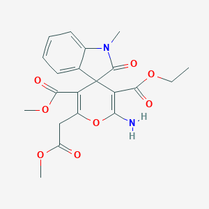 molecular formula C21H22N2O8 B343560 3'-Ethyl 5'-methyl 2'-amino-6'-(2-methoxy-2-oxoethyl)-1-methyl-2-oxo-1,2-dihydrospiro[indole-3,4'-pyran]-3',5'-dicarboxylate 