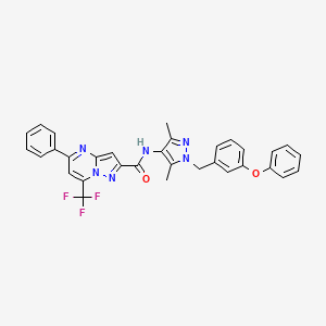molecular formula C32H25F3N6O2 B3435604 N-[3,5-dimethyl-1-(3-phenoxybenzyl)-1H-pyrazol-4-yl]-5-phenyl-7-(trifluoromethyl)pyrazolo[1,5-a]pyrimidine-2-carboxamide 