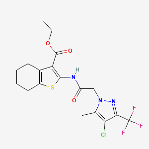 ethyl 2-({[4-chloro-5-methyl-3-(trifluoromethyl)-1H-pyrazol-1-yl]acetyl}amino)-4,5,6,7-tetrahydro-1-benzothiophene-3-carboxylate