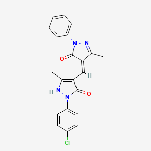 molecular formula C21H17ClN4O2 B3435645 2-(4-chlorophenyl)-4-[(5-hydroxy-3-methyl-1-phenyl-1H-pyrazol-4-yl)methylene]-5-methyl-2,4-dihydro-3H-pyrazol-3-one 