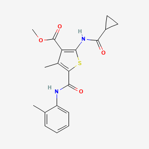molecular formula C19H20N2O4S B3435661 methyl 2-[(cyclopropylcarbonyl)amino]-4-methyl-5-{[(2-methylphenyl)amino]carbonyl}-3-thiophenecarboxylate 