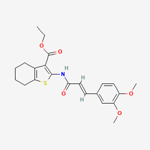 molecular formula C22H25NO5S B3435669 ethyl 2-{[3-(3,4-dimethoxyphenyl)acryloyl]amino}-4,5,6,7-tetrahydro-1-benzothiophene-3-carboxylate CAS No. 5655-32-3