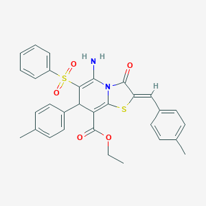 ethyl 5-amino-2-(4-methylbenzylidene)-7-(4-methylphenyl)-3-oxo-6-(phenylsulfonyl)-2,3-dihydro-7H-[1,3]thiazolo[3,2-a]pyridine-8-carboxylate