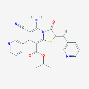 molecular formula C23H19N5O3S B343571 isopropyl 5-amino-6-cyano-3-oxo-7-(3-pyridinyl)-2-(3-pyridinylmethylene)-2,3-dihydro-7H-[1,3]thiazolo[3,2-a]pyridine-8-carboxylate 