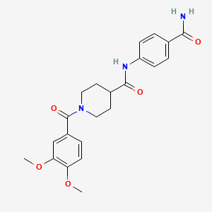 N-[4-(aminocarbonyl)phenyl]-1-(3,4-dimethoxybenzoyl)-4-piperidinecarboxamide