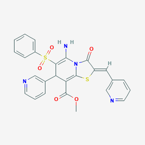 molecular formula C26H20N4O5S2 B343582 methyl 5-amino-3-oxo-6-(phenylsulfonyl)-7-(3-pyridinyl)-2-(3-pyridinylmethylene)-2,3-dihydro-7H-[1,3]thiazolo[3,2-a]pyridine-8-carboxylate 