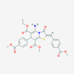 molecular formula C29H26N2O9S B343583 6-ethyl 8-methyl 5-amino-2-[4-(methoxycarbonyl)benzylidene]-7-[4-(methoxycarbonyl)phenyl]-3-oxo-2,3-dihydro-7H-[1,3]thiazolo[3,2-a]pyridine-6,8-dicarboxylate 