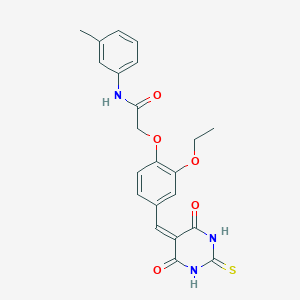 molecular formula C22H21N3O5S B3435834 2-{4-[(4,6-dioxo-2-thioxotetrahydro-5(2H)-pyrimidinylidene)methyl]-2-ethoxyphenoxy}-N-(3-methylphenyl)acetamide 