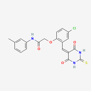 molecular formula C20H16ClN3O4S B3435841 2-{4-chloro-2-[(4,6-dioxo-2-thioxotetrahydro-5(2H)-pyrimidinylidene)methyl]phenoxy}-N-(3-methylphenyl)acetamide 