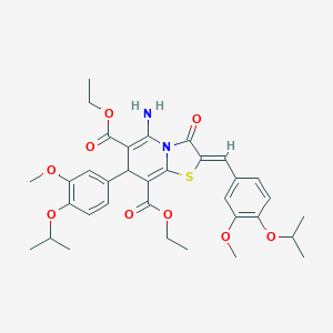 molecular formula C34H40N2O9S B343587 diethyl 5-amino-2-(4-isopropoxy-3-methoxybenzylidene)-7-(4-isopropoxy-3-methoxyphenyl)-3-oxo-2,3-dihydro-7H-[1,3]thiazolo[3,2-a]pyridine-6,8-dicarboxylate 