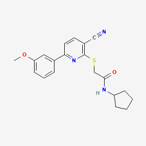 molecular formula C20H21N3O2S B3435882 2-{[3-cyano-6-(3-methoxyphenyl)pyridin-2-yl]thio}-N-cyclopentylacetamide 