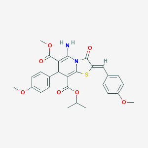 8-isopropyl 6-methyl 5-amino-2-(4-methoxybenzylidene)-7-(4-methoxyphenyl)-3-oxo-2,3-dihydro-7H-[1,3]thiazolo[3,2-a]pyridine-6,8-dicarboxylate