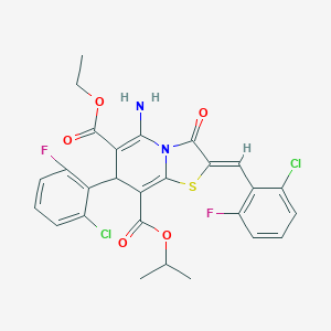 6-ethyl 8-isopropyl 5-amino-2-(2-chloro-6-fluorobenzylidene)-7-(2-chloro-6-fluorophenyl)-3-oxo-2,3-dihydro-7H-[1,3]thiazolo[3,2-a]pyridine-6,8-dicarboxylate