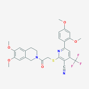 molecular formula C28H26F3N3O5S B3435948 2-{[2-(6,7-dimethoxy-3,4-dihydro-2(1H)-isoquinolinyl)-2-oxoethyl]thio}-6-(2,4-dimethoxyphenyl)-4-(trifluoromethyl)nicotinonitrile 