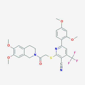 2-{[2-(6,7-dimethoxy-3,4-dihydro-2(1H)-isoquinolinyl)-2-oxoethyl]thio}-6-(2,4-dimethoxyphenyl)-4-(trifluoromethyl)nicotinonitrile