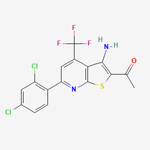 1-[3-amino-6-(2,4-dichlorophenyl)-4-(trifluoromethyl)thieno[2,3-b]pyridin-2-yl]ethanone