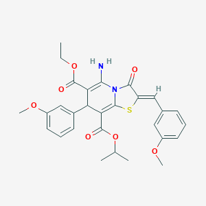 6-ethyl 8-isopropyl 5-amino-2-(3-methoxybenzylidene)-7-(3-methoxyphenyl)-3-oxo-2,3-dihydro-7H-[1,3]thiazolo[3,2-a]pyridine-6,8-dicarboxylate