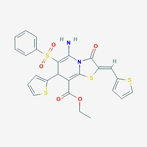 ethyl 5-amino-3-oxo-6-(phenylsulfonyl)-7-(2-thienyl)-2-(2-thienylmethylene)-2,3-dihydro-7H-[1,3]thiazolo[3,2-a]pyridine-8-carboxylate
