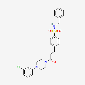 molecular formula C26H28ClN3O3S B3436040 N-benzyl-4-{3-[4-(3-chlorophenyl)-1-piperazinyl]-3-oxopropyl}benzenesulfonamide 