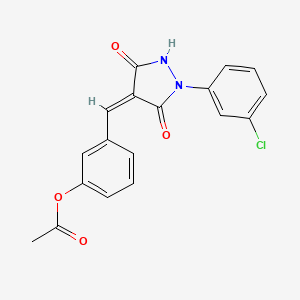molecular formula C18H13ClN2O4 B3436067 3-{[1-(3-chlorophenyl)-3,5-dioxo-4-pyrazolidinylidene]methyl}phenyl acetate 