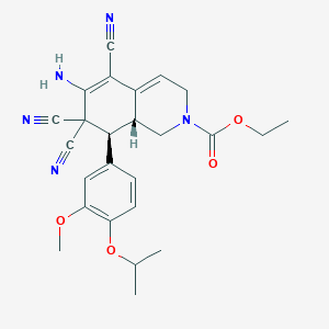 ethyl 6-amino-5,7,7-tricyano-8-(4-isopropoxy-3-methoxyphenyl)-3,7,8,8a-tetrahydro-2(1H)-isoquinolinecarboxylate